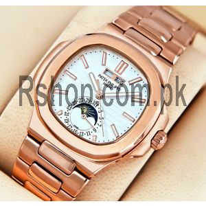 Patek Philippe Rose Gold Nautilus White Dial Watch Price in Pakistan