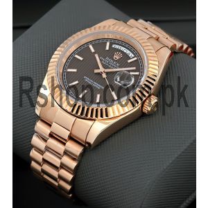 Rolex Day-Date Brown Stripe Dial Rose Gold Watch Price in Pakistan