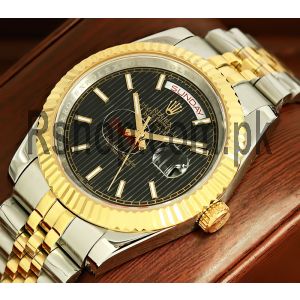 Rolex Day-Date Two Tone Stripe Index Dial Watch Price in Pakistan