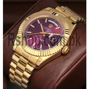 Rolex Oyster Perpetual Day Date Red Grape Dial Watch Price in Pakistan