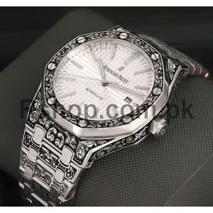 Audemars Piguet Royal Oak White Dial Customized Engraved Watch Price in Pakistan