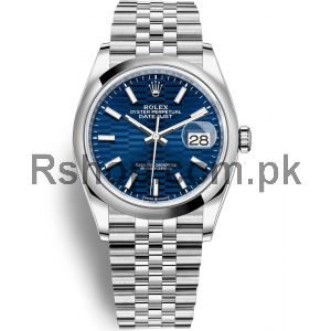 Newest Model-Rolex Datejust 36 Bright Blue Fluted Motif Dial Watch  (2021)  Price in Pakistan