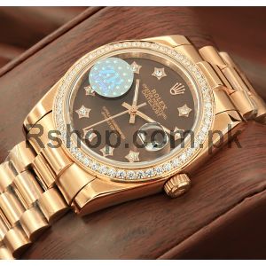 Rolex Datejust Chocolate 9 diamonds set in star Dial Watch Price in Pakistan