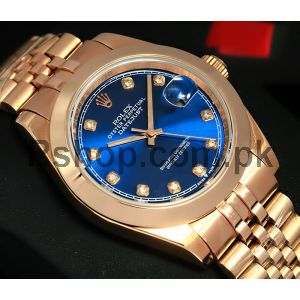 Rolex Datejust Rose Gold Blue Dial Watch 2021  Price in Pakistan