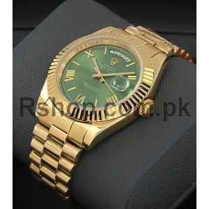 Rolex Day-Date 40 Yellow Gold President Green Roman Dial Watch Price in Pakistan