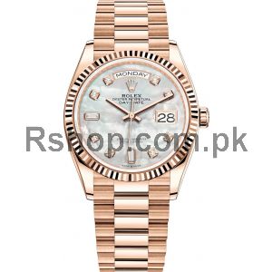 Rolex Day Date Everose Gold 128235 MOP Diamond Watch Price in Pakistan