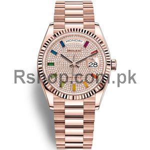 Rolex Day-Date Rainbow Pave Diamond Dial Mens Watch 128235 Price in Pakistan