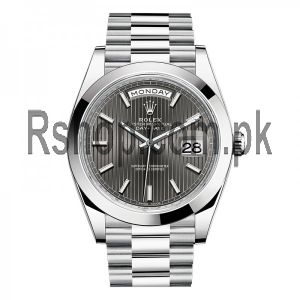 Rolex Day-Date 40 mm Oyster Perpetual Platinum Dark rhodium stripe motif Dial Watch Price in Pakistan
