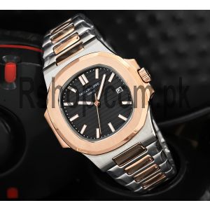 Patek Philippe NautilusTwo-Tone Rose Gold and Stainless Steel Black Dial Watch Price in Pakistan