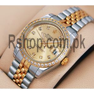 Rolex DateJust Oyster Perpetual Two Tone Diamond Bezel Watch Price in Pakistan