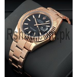 Rolex Datejust Rose Gold Black Dial Watch Price in Pakistan