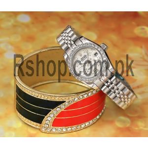 Rolex Datejust White Flower Dial Diamonds Bezel Watch Price in Pakistan