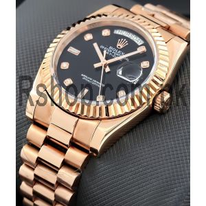 Rolex Day-Date Black Dial Rose Gold Watch Price in Pakistan