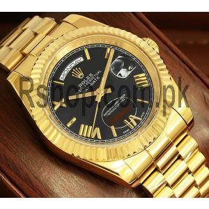 Rolex Day-Date  Yellow Gold Black Roman Dial Watch Price in Pakistan