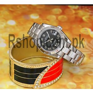 Rolex Lady-Datejust Black Roman Dial Watch Price in Pakistan
