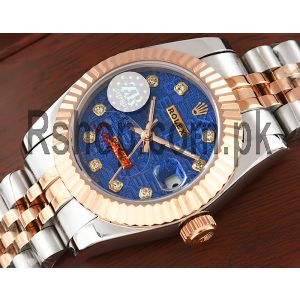 Rolex Lady Datejust Two Tone Blue Computer Dial Swiss Watch Price in Pakistan