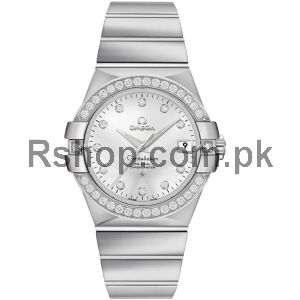 Omega Constellation Mens Chronometer Silver Diamond Watch Price in Pakistan