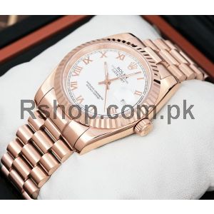 Rolex Date-Just White Dial Rose Gold Watch Price in Pakistan