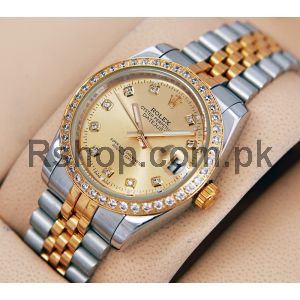 Rolex DateJust Oyster Perpetual Two Tone Diamond Bezel Watch Price in Pakistan