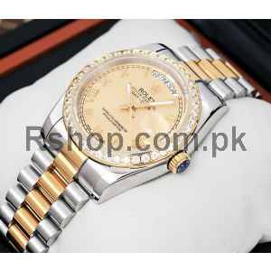 Rolex Day-Date Diamond Bezel Two-Tone Watch Mens replica watches