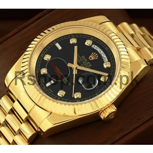 Rolex Day-Date Yellow Gold Black Diamond Dial Swiss Watch Price in Pakistan