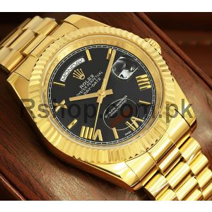 Rolex Day-Date  Yellow Gold Black Roman Dial Watch Price in Pakistan