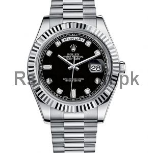 Rolex Day Date II Black Dial Swiss Watch Price in Pakistan