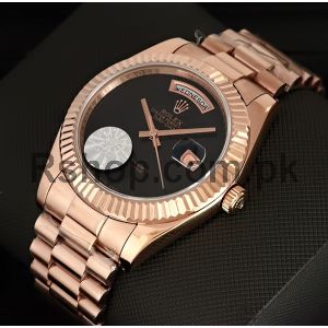 Rolex Oyster Perpetual Day-Date Black Dial Rose Gold Watch Price in Pakistan