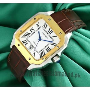 Cartier Santos De Cartier Brown Leather straps watch Price in Pakistan