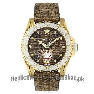 Gucci Dive Doraemon Brown Dial Brown Leather Strap Watch  Price in Pakistan