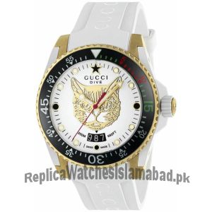 Gucci Dive White Dial 40mm Rubber Strap Men's Watch Price in Pakistan