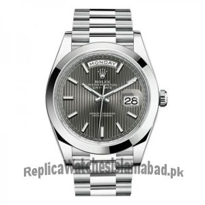 Rolex Day-Date 40 mm Oyster Perpetual Platinum Dark rhodium stripe motif Dial Watch Price in Pakistan