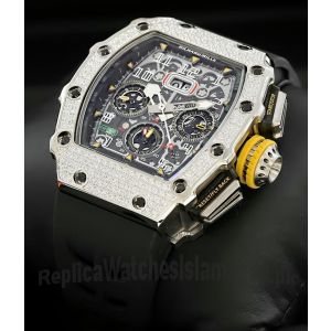 Richard Mille Rm11-03 Big Date Flyback Chronograph Diamond Skeleton Watch Price in Pakistan