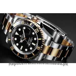 Rolex Submariner Black Index Dial Two Tone Swiss Watch Price in Pakistan