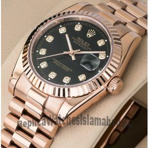 Rolex Datejust Rose Gold Black Dial Watch Price in Pakistan