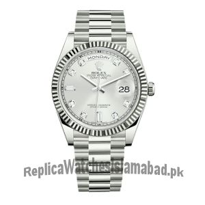 Rolex Day Date Silver Diamond Dial Watch Price in Pakistan