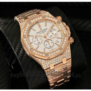 Audemars Piguet Royal Oak Chronograph White Dial  Diamonds Watch Price in Pakistan