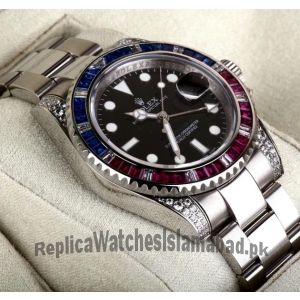Rolex GMT Master II Sapphire Ruby Bezel Diamond Watch Price in Pakistan