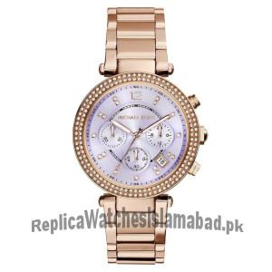 Michael Kors Women's Rose Gold Tone Purple Dial Chrono Watch Price in Pakistan