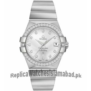 Omega Constellation Mens Chronometer Silver Diamond Watch Price in Pakistan