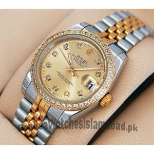Rolex DateJust Oyster Perpetual Two Tone Diamond Bezel Watch Price in Pakistan