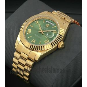 Rolex Day-Date 40 Yellow Gold President Green Roman Dial Watch Price in Pakistan