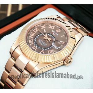 Rolex Sky-Dweller Chocolate Dial Rose Gold Mens Watch Price in Pakistan